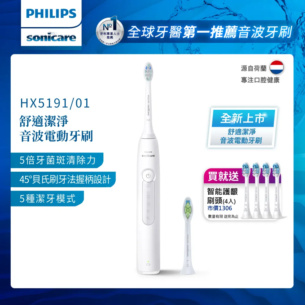 【PHILIPS 飛利浦】Sonicare亮白隨行智能鑽石音波震動/電動牙刷HX5191/02 (星雲藍)-雙入組 歷史價格詳細信息