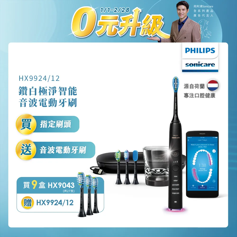 【0元升級】買8盒刷頭-飛利浦智能鑽石標準型刷頭(HX6063/96)+送音波牙刷/電動牙刷(HX9911/69)紫 歷史價格詳細信息