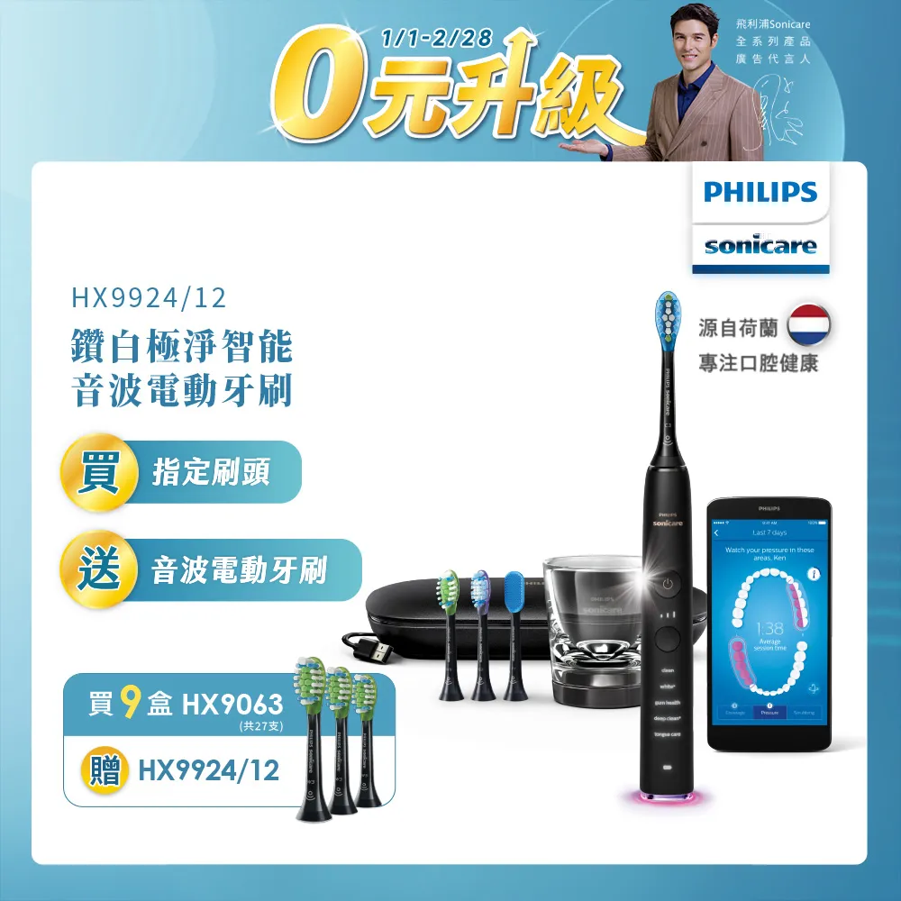 【0元升級】買8盒刷頭-飛利浦智能鑽石標準型刷頭(HX6063/96)+送音波牙刷/電動牙刷(HX9911/69)紫 歷史價格詳細信息