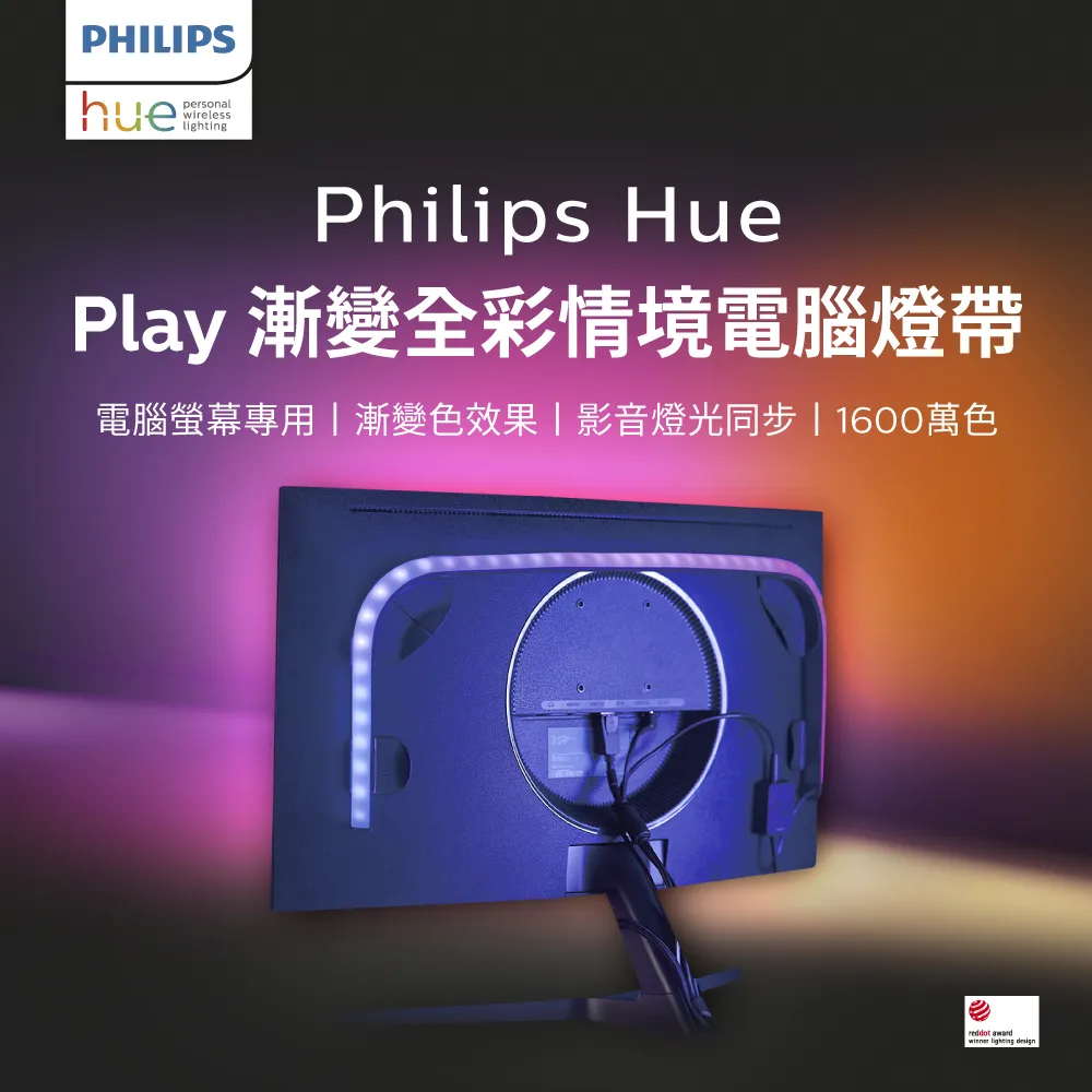 Philips 飛利浦 Hue 智慧照明 Hue Play漸變全彩情境電腦燈帶 32’ 34’ 電玩高手首選(PH023) 歷史價格詳細信息