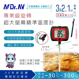 【Dr.AV 聖岡科技】GE-525M 防水 超長 電子溫度計/溫度探測計 25cm(營業用 專業 加長 不鏽鋼探針) 歷史價格詳細信息