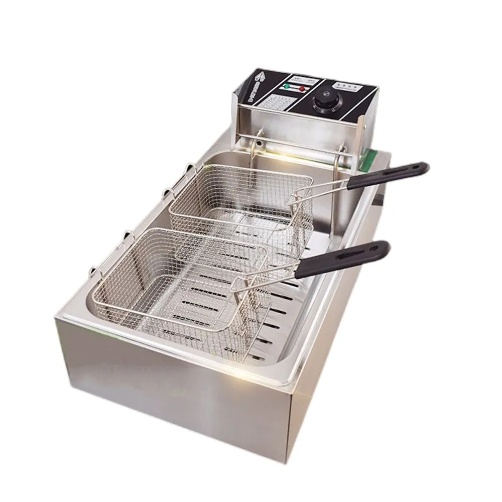 電熱油炸鍋商用擺攤單雙缸大容量炸油條炸串薯條雞排用恒溫油炸機 歷史價格詳細信息