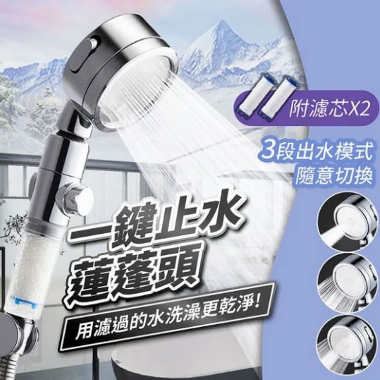 一鍵止水3段調節增壓省水蓮蓬頭-質感銀(FL-250)1入【小三美日】D484522 歷史價格詳細信息