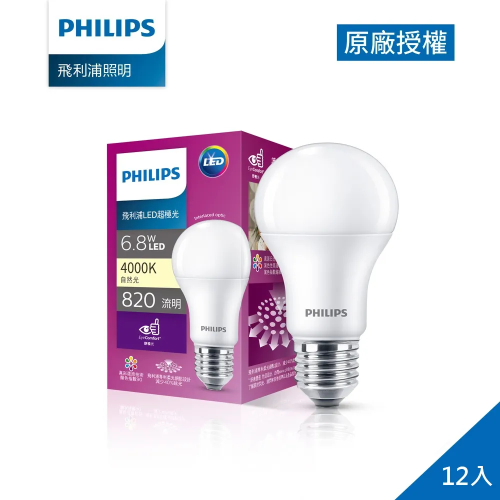 (6入) PHILIPS飛利浦 真彩版 LED 8.5W 6500K 晝白光 超極光 球泡燈 _ PH520576 歷史價格詳細信息