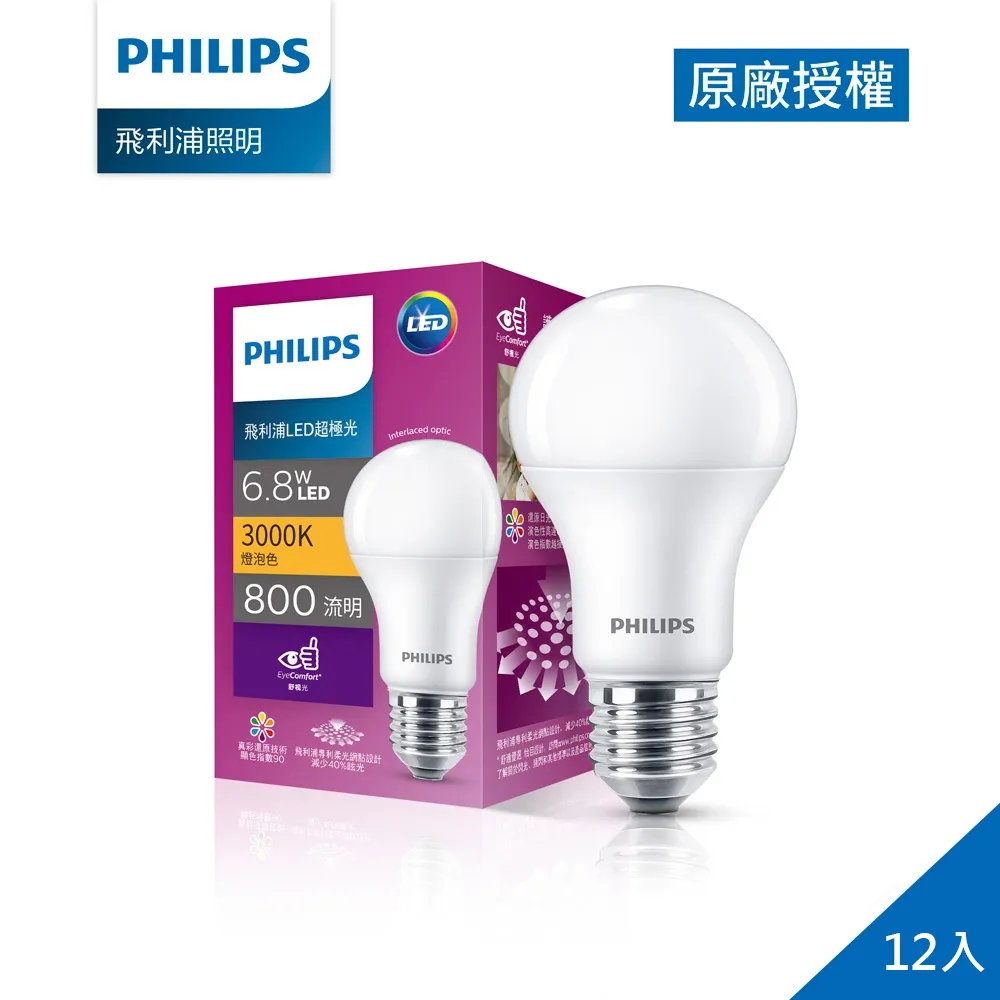 (6入) PHILIPS飛利浦 真彩版 LED 8.5W 6500K 晝白光 超極光 球泡燈 _ PH520576 歷史價格詳細信息
