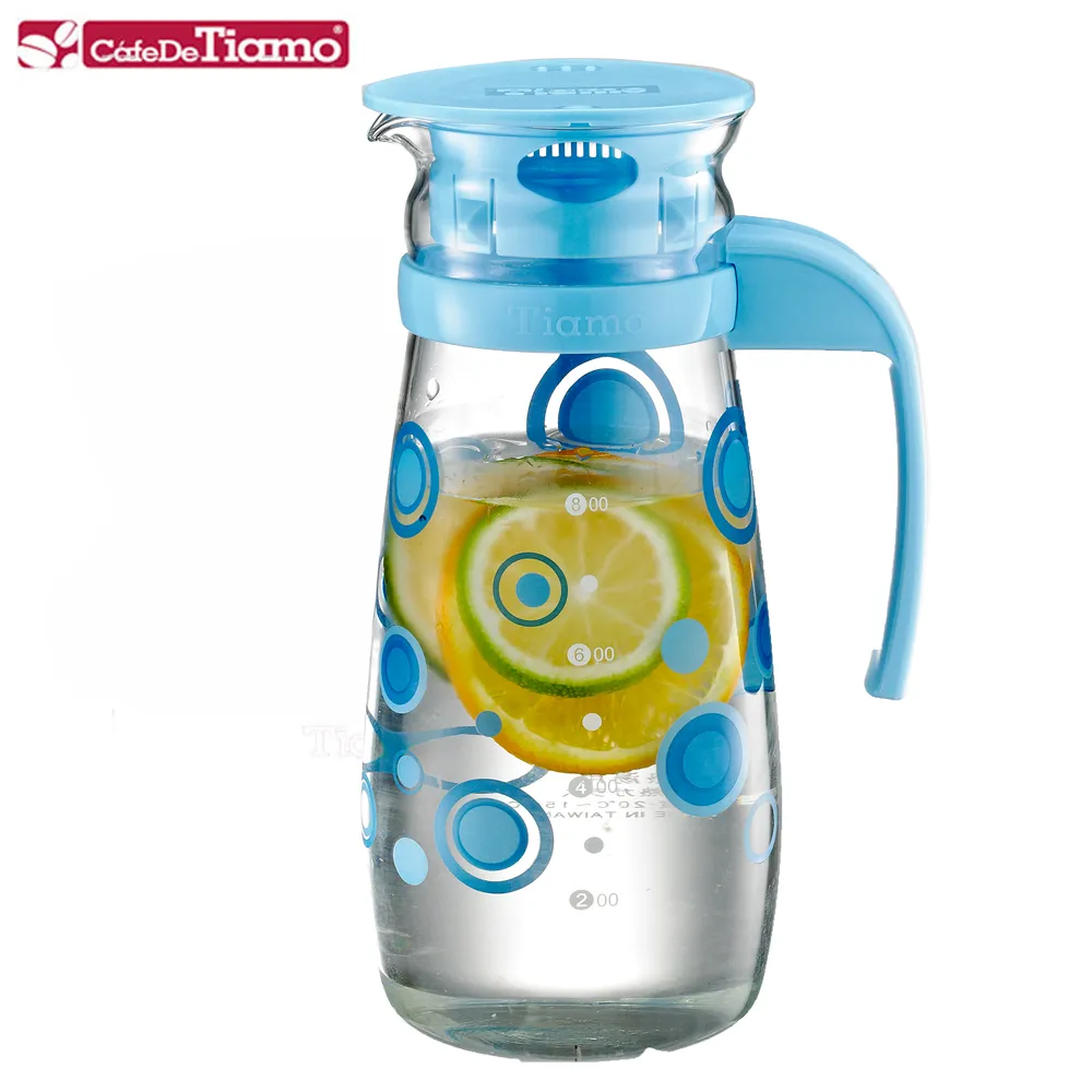 【Tiamo】Tiamo 玻璃水壺把手款1000ml-普普風紅色(HG2283) 歷史價格詳細信息