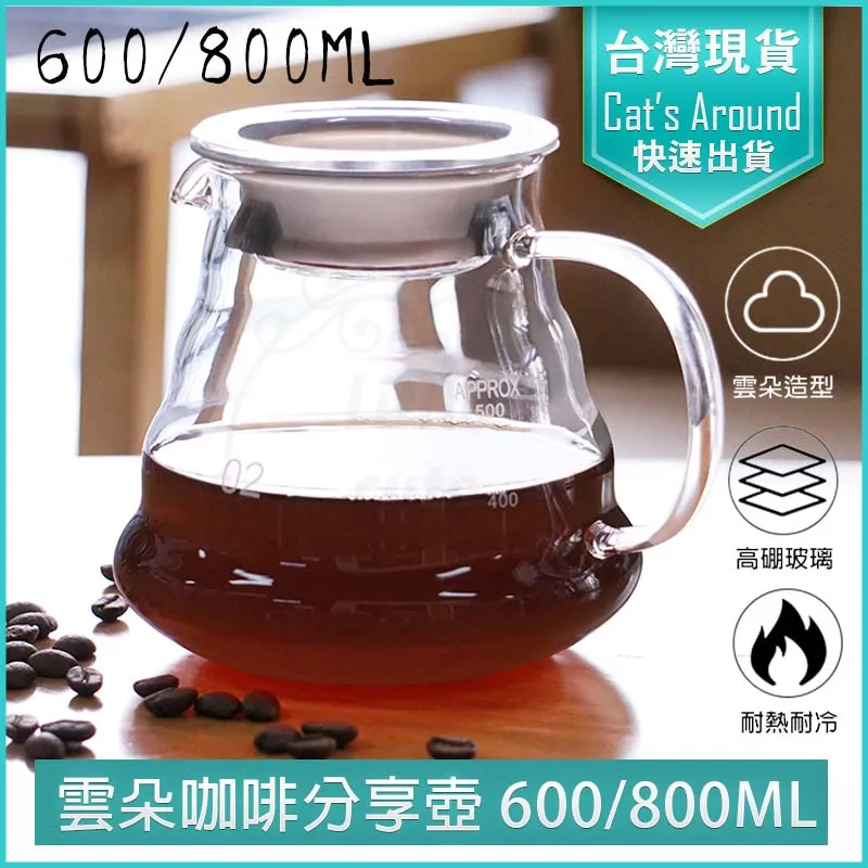 雲朵玻璃咖啡分享壺 附蓋 -600ML 咖啡壺 咖啡分享壺 分享壺 手沖咖啡 雲朵壺 玻璃壺 歷史價格詳細信息