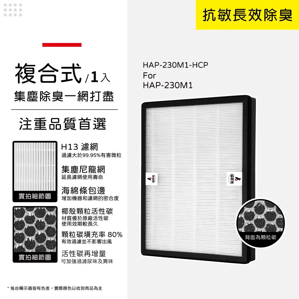 適用Heran禾聯HAP-120H1 (3-4坪)空氣清淨機替換用HEPA活性碳濾網濾芯 歷史價格詳細信息