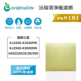 適用：三星 KJ250G-K3026PW/K3000NW等【Original Life】沅瑢長效可水洗 空氣清淨機濾網 歷史價格詳細信息