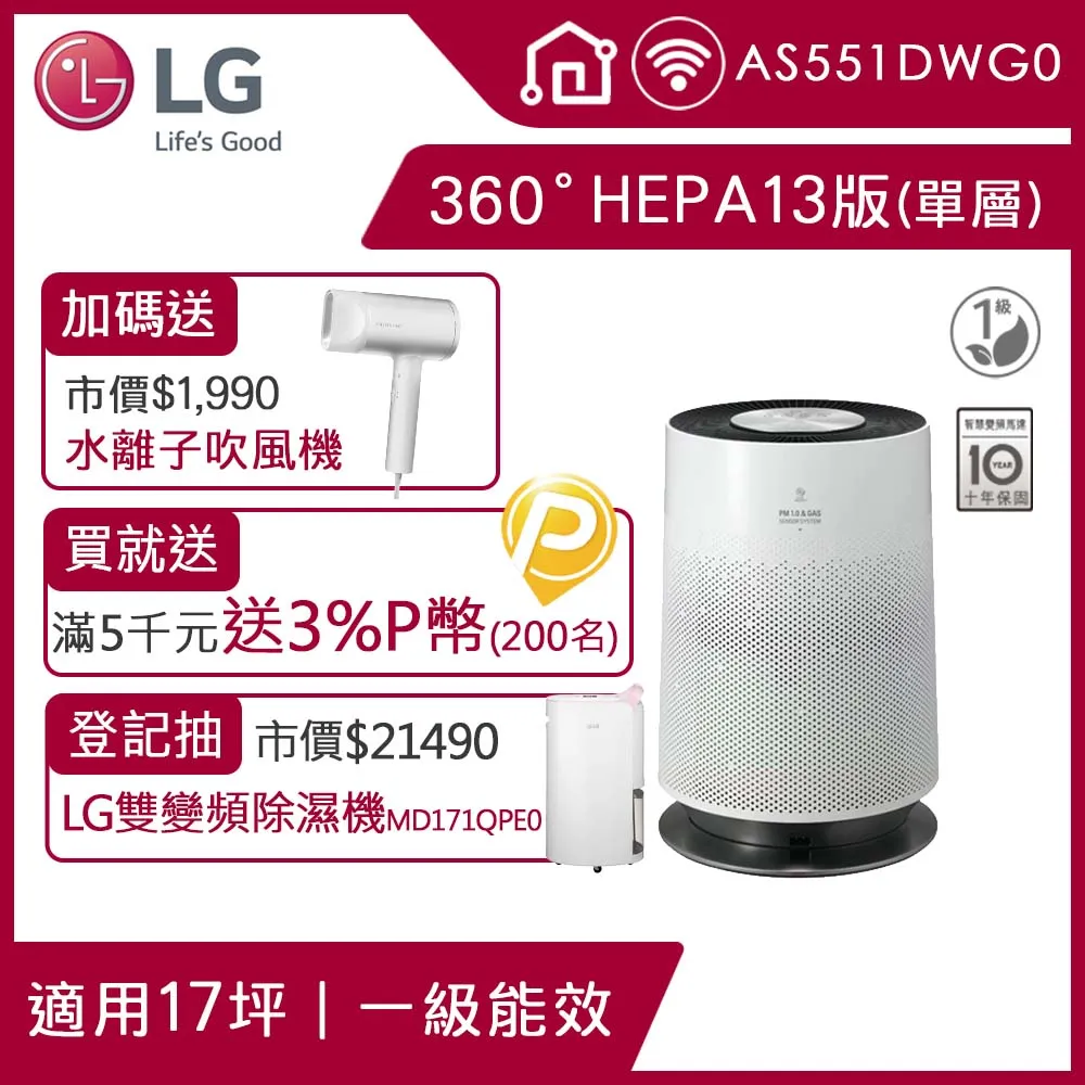 LG PuriCare  AP300AWFA 口罩型空氣清淨機 神腦生活 清淨 空氣 歷史價格詳細信息