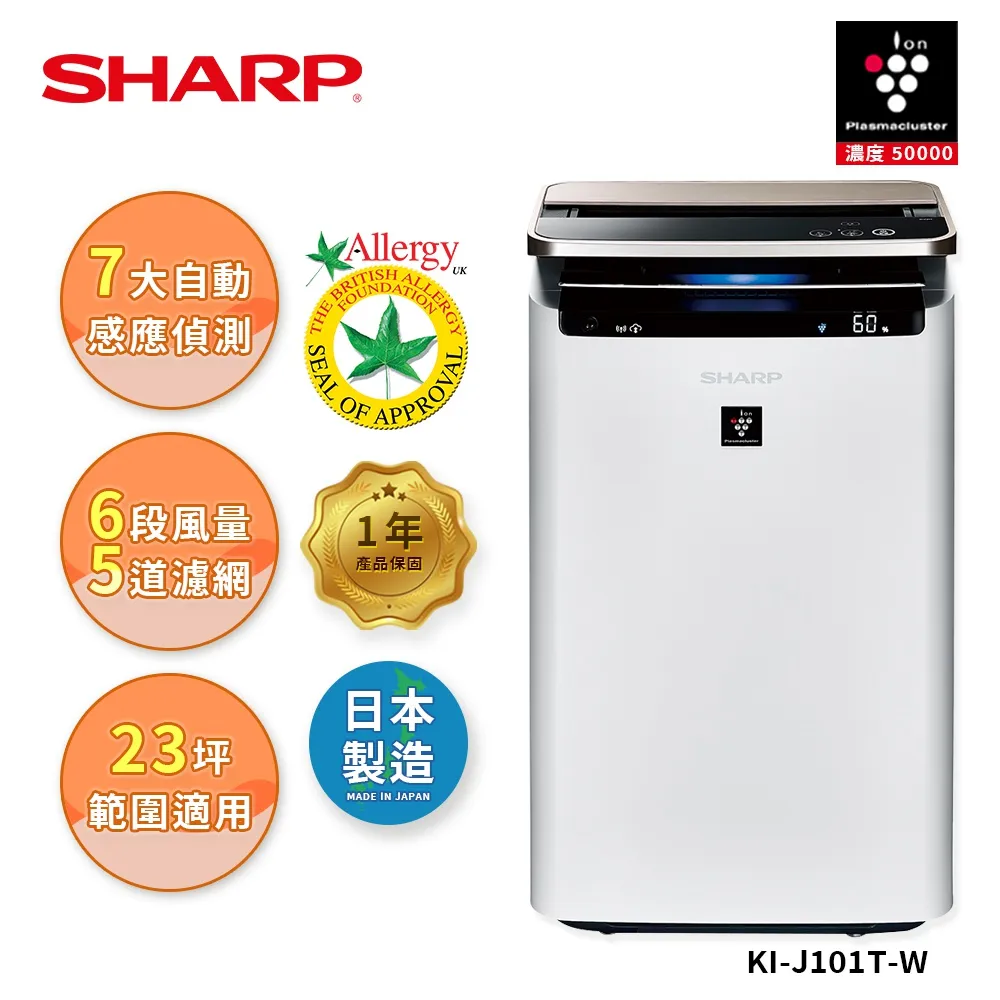 SHARP夏普 23坪日製原裝AIoT智慧空氣清淨機KI-J101T-W 歷史價格詳細信息