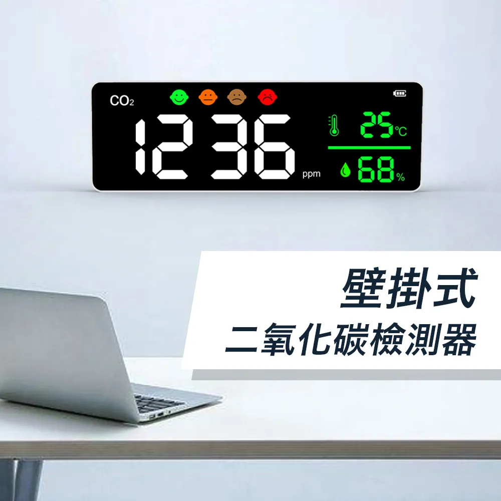 二氧化碳壁掛式檢測儀  co2 粉塵PM2.5 甲醛檢測監控器聲音報警 歷史價格詳細信息