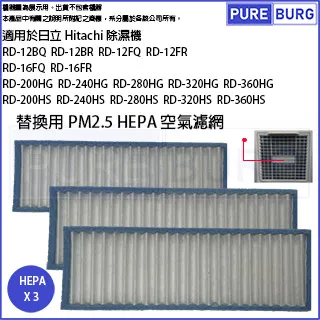 適用日立Hitachi除濕機RD-240DS RD-280DR RD-320FS RD-360FK RD-240FR 更換用HEPA PM2.5空氣濾網 歷史價格詳細信息