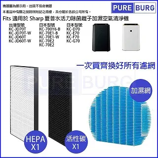 適用SHARP夏普KC-JD60T JD70T D70 E70 G70 F70 空氣清淨機 副廠濾網組 歷史價格詳細信息