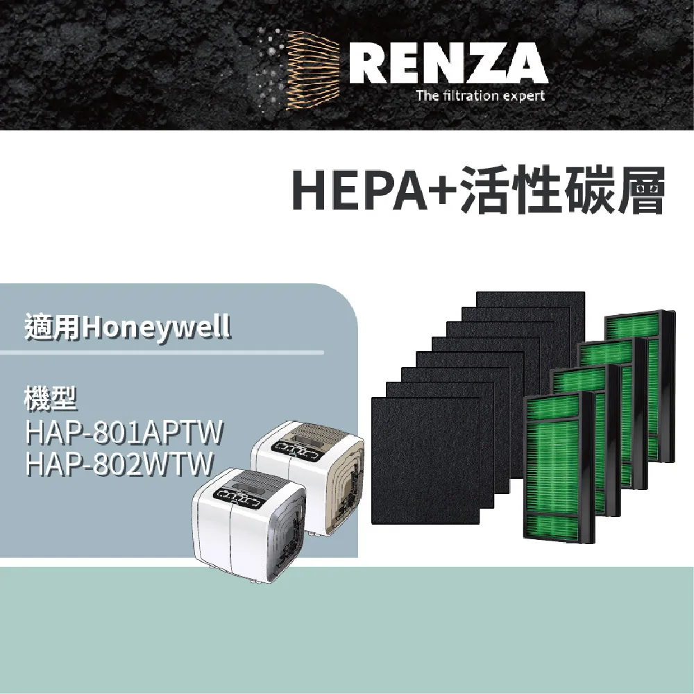 RENZA 抗菌版濾網 2片裝HEPA 適用Honeywell HHT-155 HAP-801APTW 802WTW 162濾芯 歷史價格詳細信息