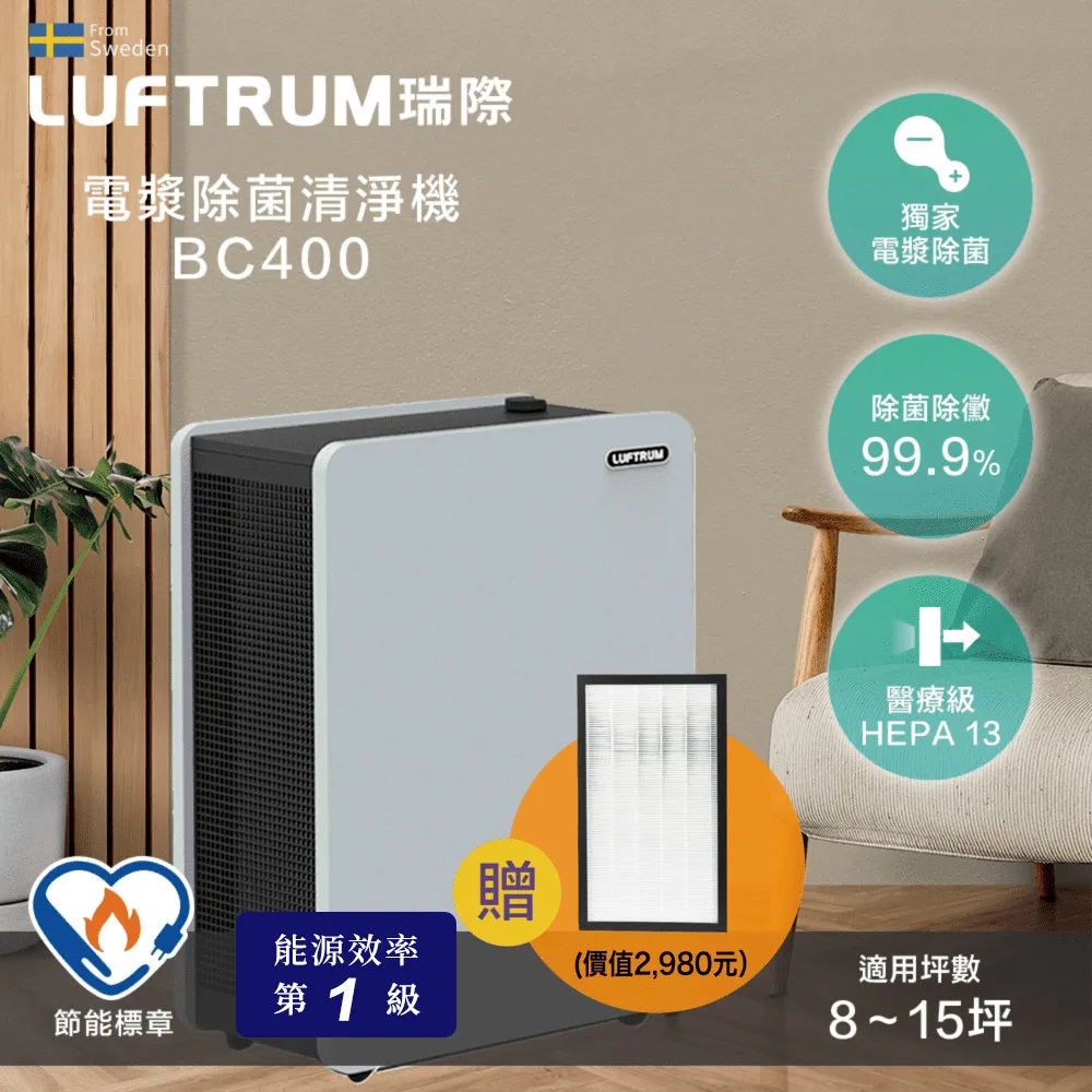 LUFTRUM瑞際 電漿除菌空氣清淨機BC600濾網 (2片/組)(居家防疫款) 歷史價格詳細信息