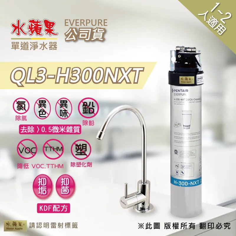 【水蘋果公司貨】EVERPURE QL3-H300NXT 10英吋三道淨水器 歷史價格詳細信息