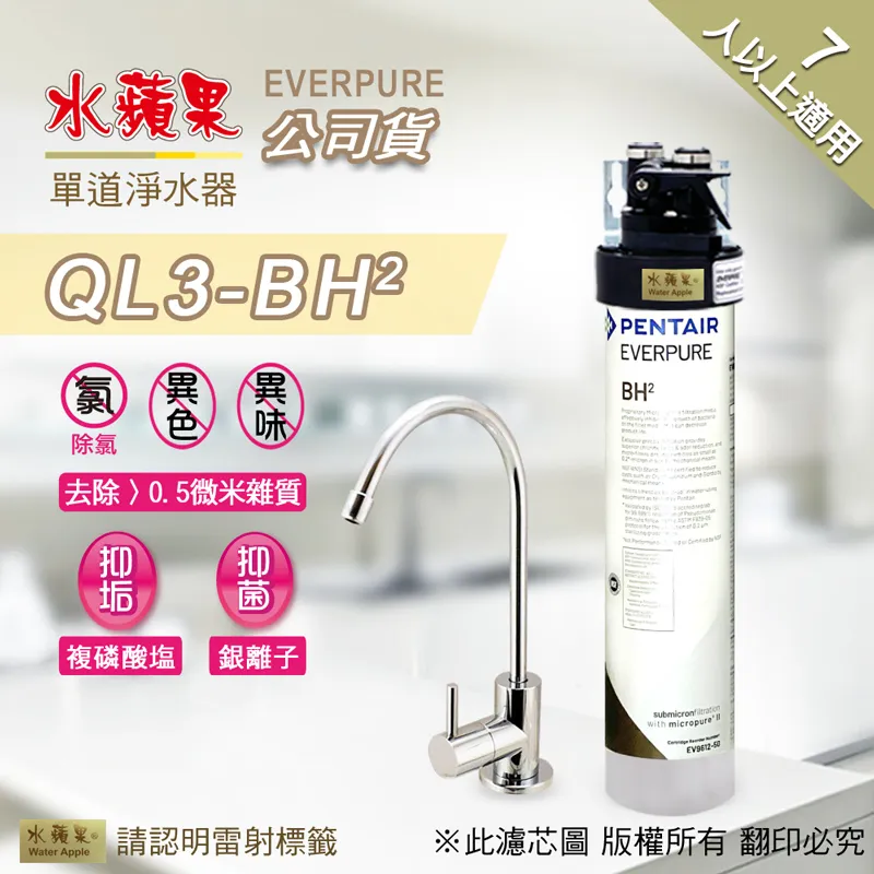 【水蘋果公司貨】Everpure QL3-BH2 10英吋二道淨水器 歷史價格詳細信息