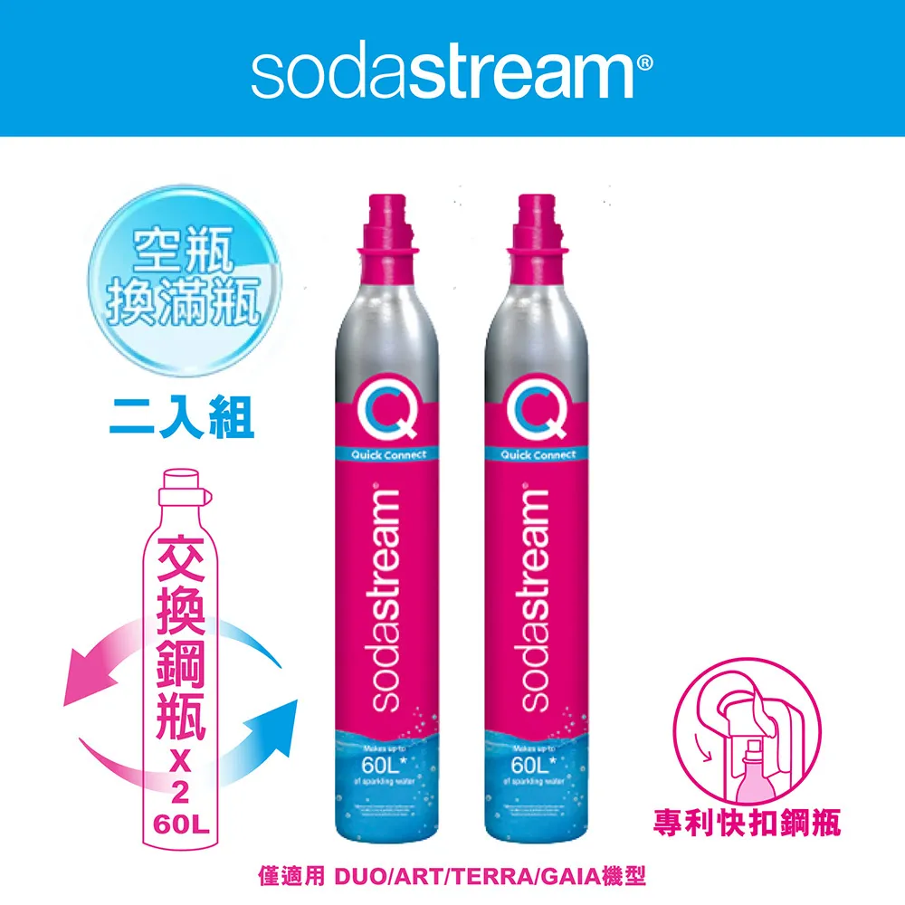 【Sodastream-交換鋼瓶】CO2交換快扣鋼瓶425g-2入組(您須有2支空鋼瓶  僅適用快扣機種) 歷史價格詳細信息