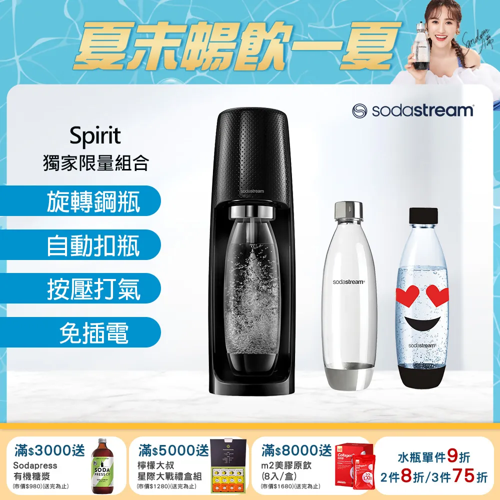 Sodastream Spirit 氣泡水機_黑色 1Set台【家樂福】 歷史價格詳細信息