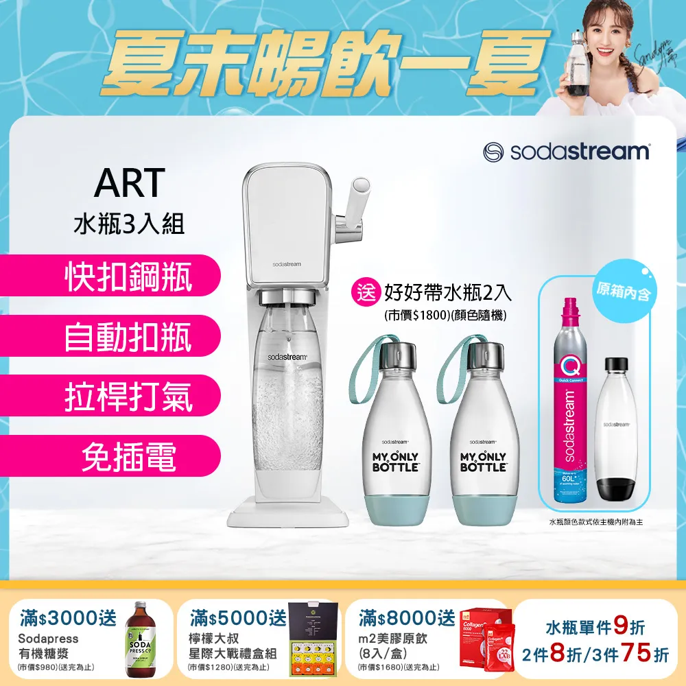 【SodaStream】 ART自動扣瓶氣泡水機【黑｜白｜恆隆行授權經銷】 歷史價格詳細信息