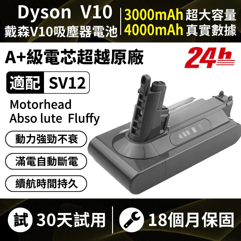 台灣現貨 適配戴森V10電池 Dyson V10電池 SV12 吸塵器電池 螺絲款 最新生產 過充保護 3000mAh 歷史價格詳細信息