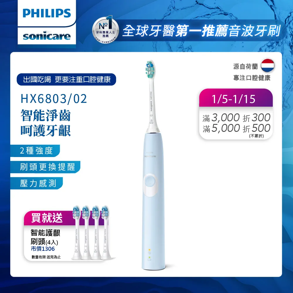 【PHILIPS 飛利浦】Sonicare ProtectiveClean 智能護齦音波震動牙刷HX6803/02 (雙入組) 歷史價格詳細信息