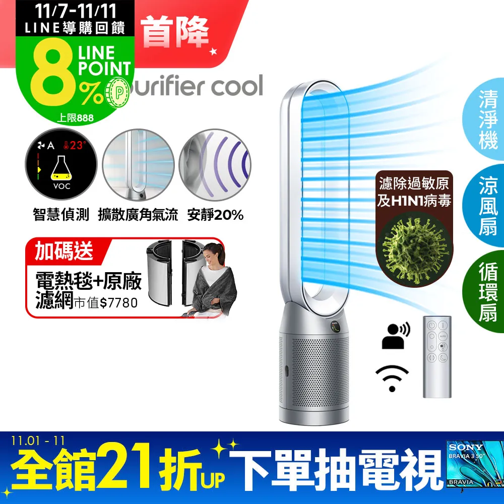 Dyson Purifier Cool 二合一涼風空氣清淨機TP07(黑鋼) 歷史價格詳細信息