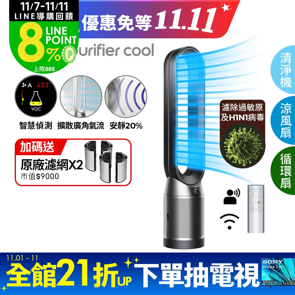 Dyson Purifier Cool 二合一涼風空氣清淨機TP07(黑鋼) 歷史價格詳細信息