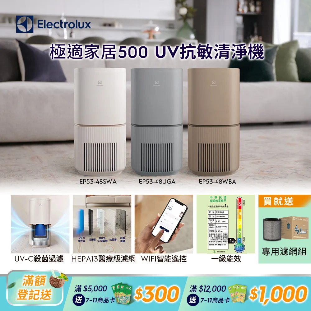 【Electrolux 伊萊克斯】極適家居500UV抗敏清淨機(象牙白)EP53-48SWA贈一顆濾心/現貨免運 歷史價格詳細信息