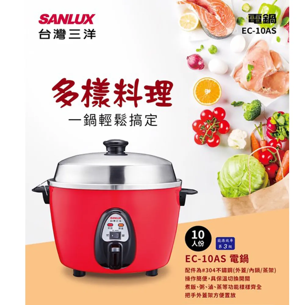 SANLUX 台灣三洋 10人份電鍋 EC-10SC 稀少二級省電  304不鏽鋼配件 歷史價格詳細信息
