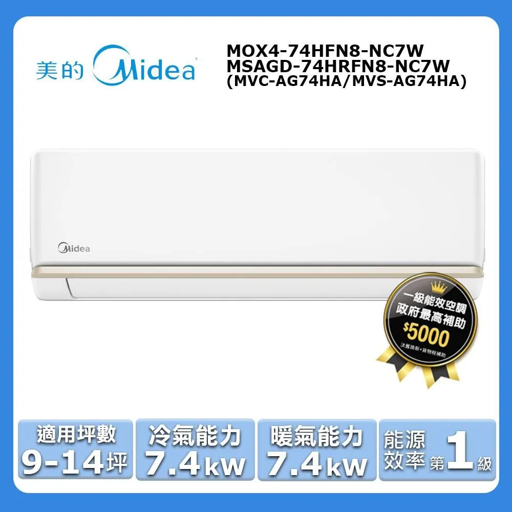 【Midea 美的】9-14坪 L系列超值 變頻冷專 7.2kW分離式空調 MVC-L74CA/MVS-L74CA 歷史價格詳細信息