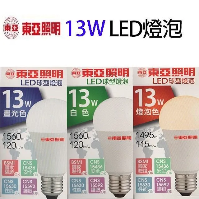 【2入】東亞 13W LED球型燈泡(白光/自然光/黃光) 價格比較,價格查詢,歷史價格詳細信息