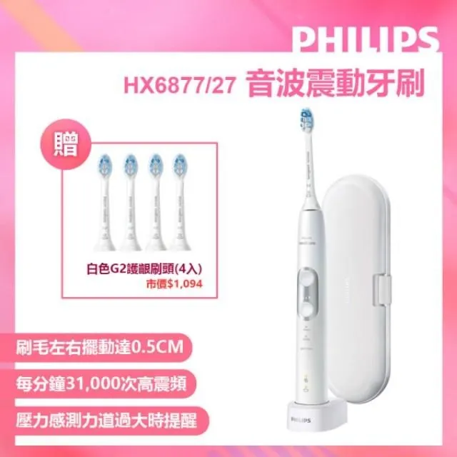 Philips Sonicare HX6877 飛利浦 最新智慧感應型 音波震動 電動牙刷 歷史價格詳細信息