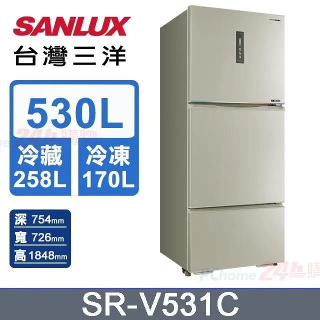 【SANLUX 台灣三洋】530L 變頻大冷凍室一級變頻三門電冰箱 (SR-V531C) 歷史價格詳細信息
