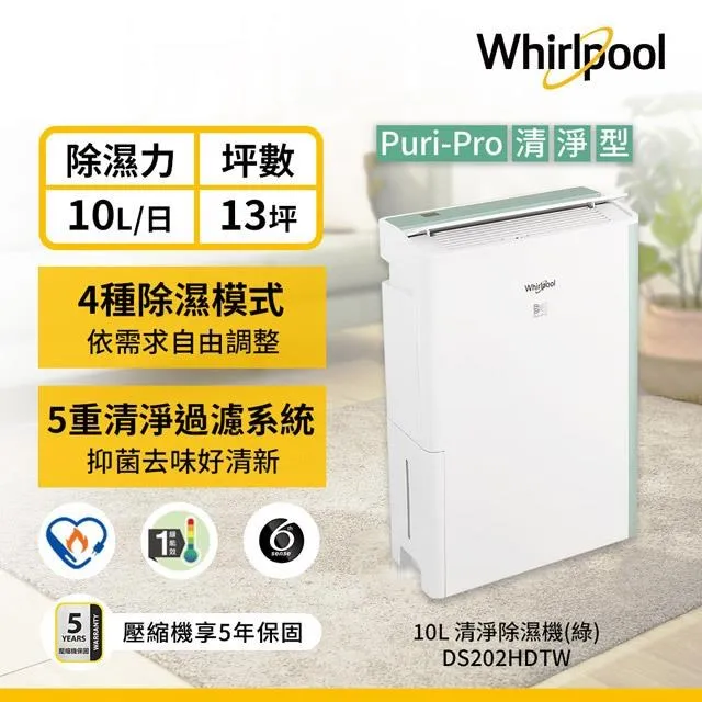 Whirlpool惠而浦 10L第六感智能除濕機 WDEE10TW 歷史價格詳細信息