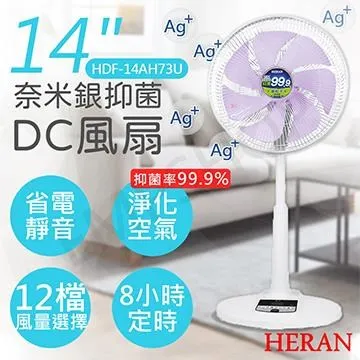 HERAN禾聯 HDF-14AH73G 奈米銀抑菌 DC扇電風扇 (灰) 歷史價格詳細信息