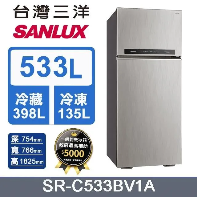 台灣三洋533公升采晶玻璃直流變頻二門冰箱 SR-C533BVG(聊聊享優惠) 歷史價格詳細信息