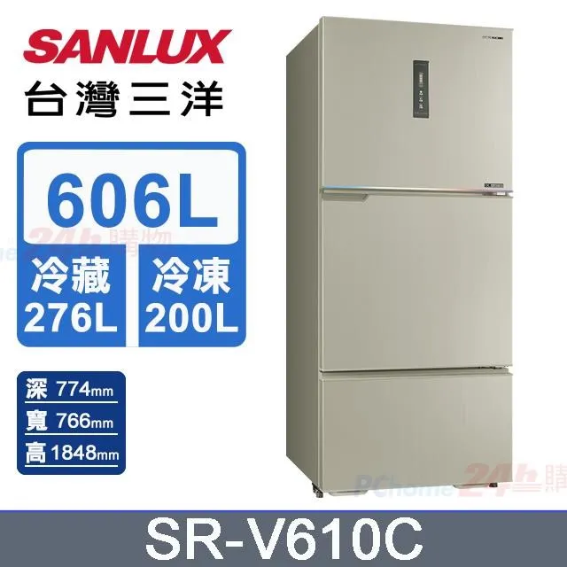 【SANLUX 台灣三洋】606L 變頻大冷凍室一級三門電冰箱 (SR-V610C) 歷史價格詳細信息