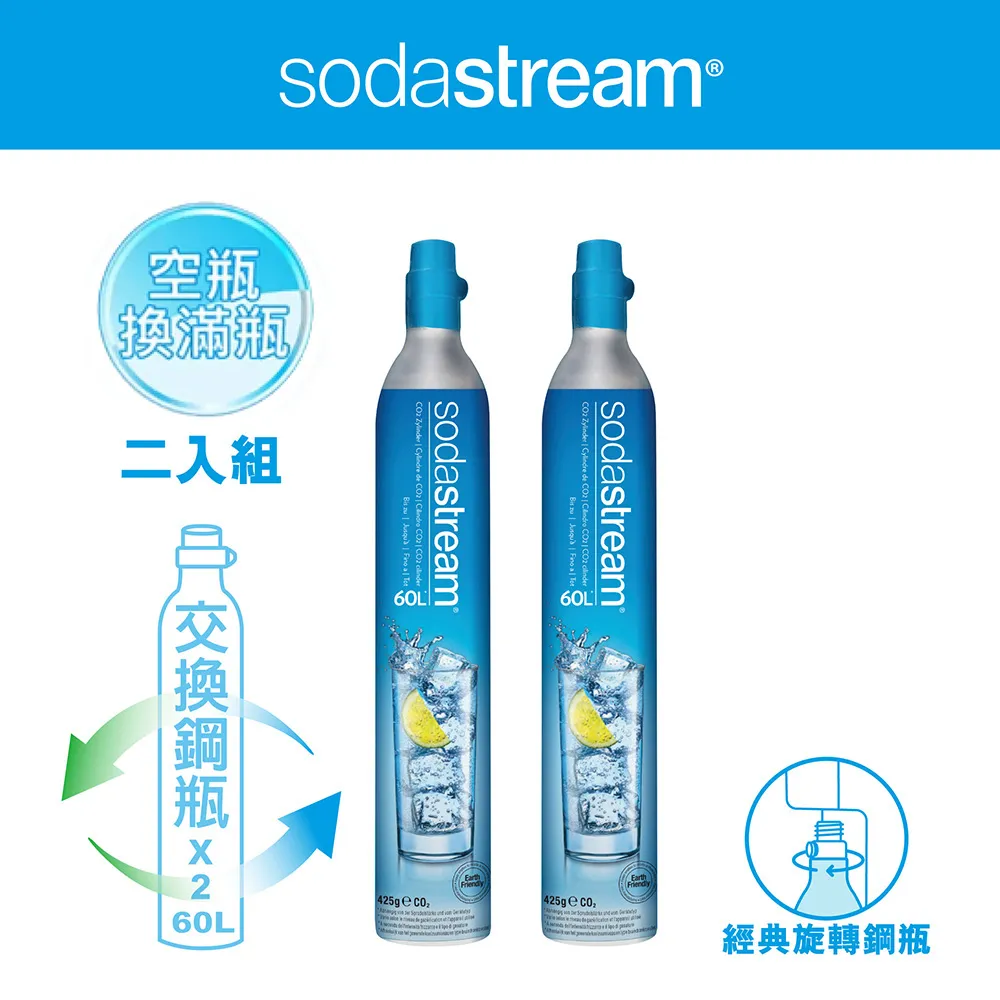 【Sodastream-交換鋼瓶】CO2交換快扣鋼瓶425g-2入組(您須有2支空鋼瓶  僅適用快扣機種) 歷史價格詳細信息