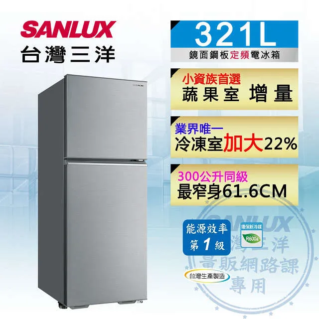 SANLUX台灣三洋【SR-C321BV1B】321公升雙門變頻冰箱 歷史價格詳細信息