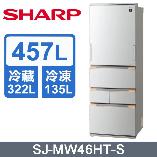 SHARP夏普【SJ-MW46HT-S】457公升自動除菌離子左右開任意門五門星鑽銀冰箱 歷史價格詳細信息