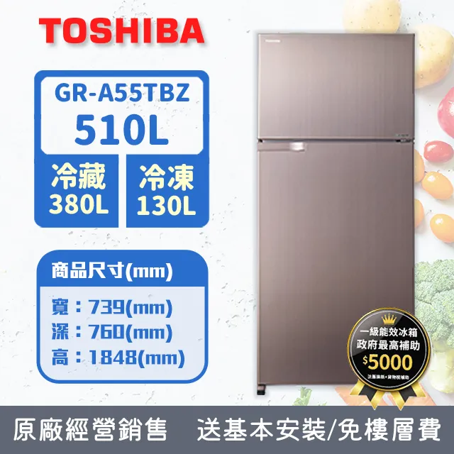 TOSHIBA東芝 510公升雙門變頻冰箱GR-AG55TDZ(GG)(漸層藍) 歷史價格詳細信息