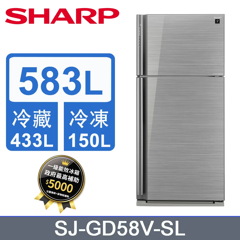 【SHARP 夏普】583L《變頻-雙門》自動除菌離子電冰箱〈炫耀銀〉SJ-SD58V-SL 歷史價格詳細信息