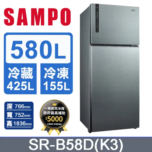 SAMPO 聲寶580公升三門變頻冰箱香檳銀 SR-B58DV(Y6) 歷史價格詳細信息
