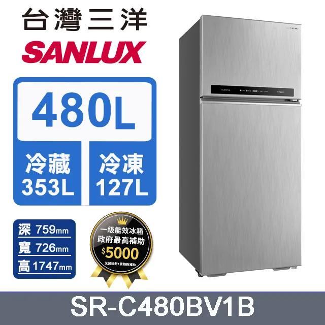 【台灣三洋】 480L 變頻鏡面雙門電冰箱 SR-C480BV1A(聊聊享優惠) 歷史價格詳細信息