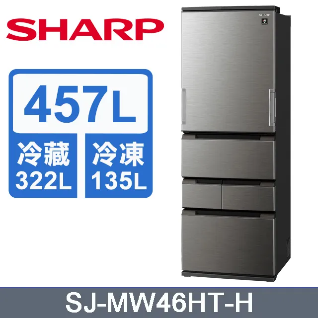 SHARP夏普【SJ-MW46HT-H】457公升自動除菌離子左右開任意門五門尊爵灰冰箱 歷史價格詳細信息