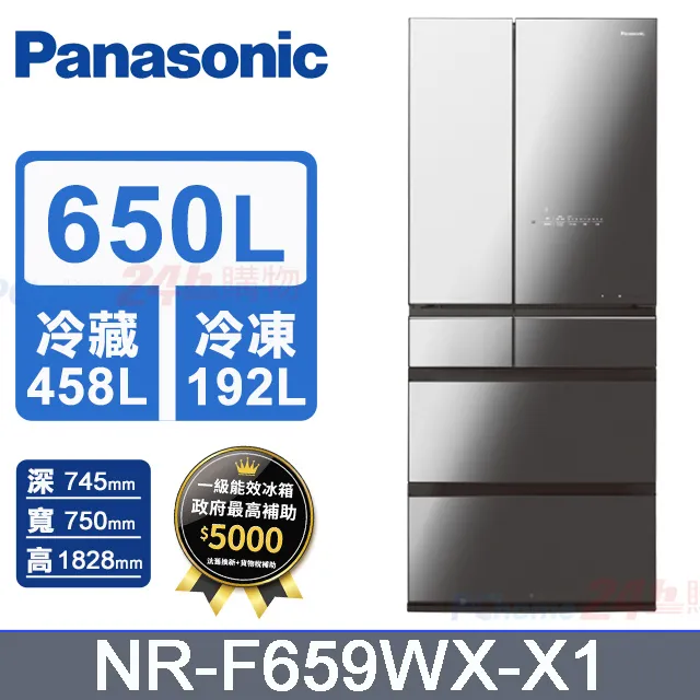 Panasonic 國際 NR-F659WX 650L 日本製 六門玻璃冰箱 兩色可選 贈24吋行李箱+711禮券三千 歷史價格詳細信息