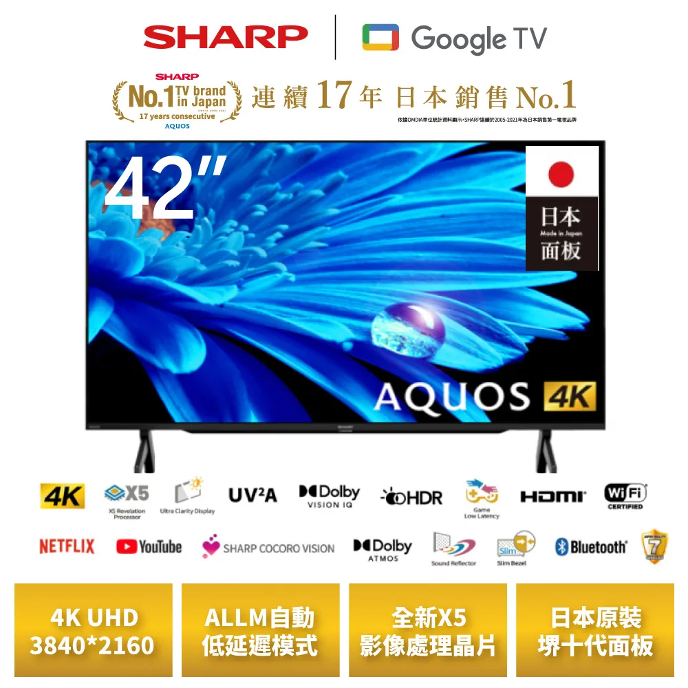 SHARP夏普 42吋 4K 智慧聯網液晶電視 4T-C42FK1X 歷史價格詳細信息