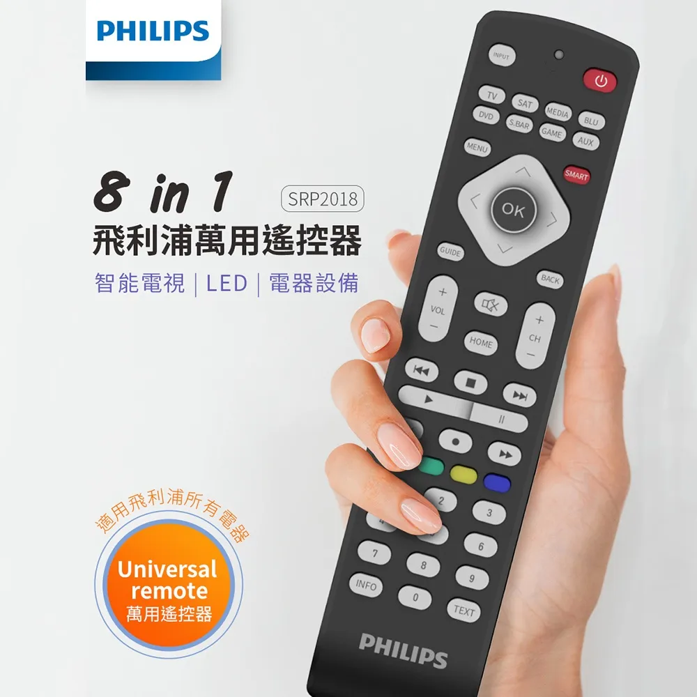 PHILIPS飛利浦 8合1萬用遙控器 SRP2018/10 歷史價格詳細信息
